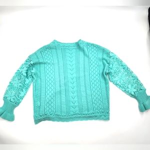 Vintage Crochet Teal Sweater Womens Large grannycore